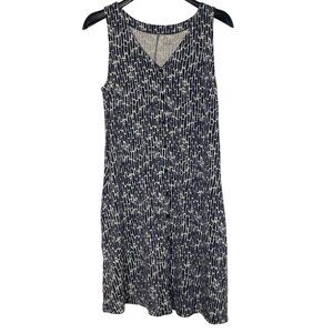 Garnet Hill Button Front V-Neck Tank Dress Sz MED Pockets